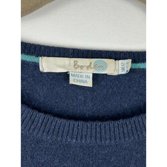 Boden Sweater Women's Size 8 Navy Blue 100% Cashmere Crew Neck - Picture 9 of 12